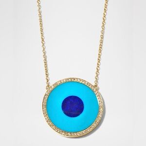 Jennifer Meyer Lapis and Turquoise Evil Eye Necklace with Diamonds